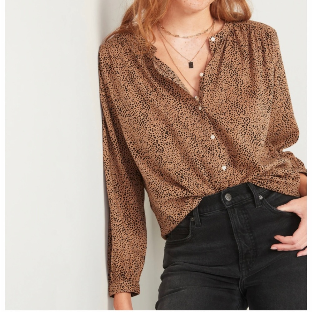 Old Navy Printed Button-Front Blouse